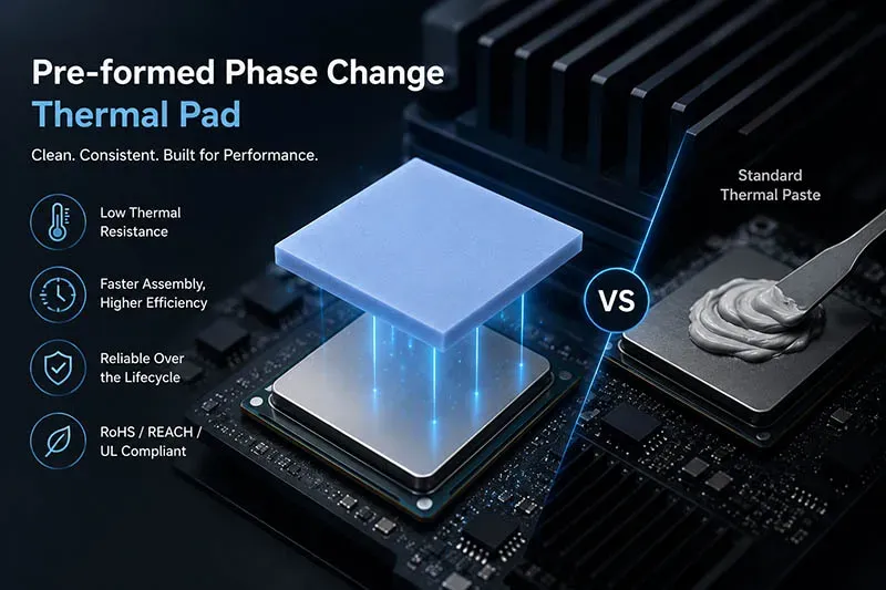 Pre-formed Phase Change Thermal Pad vs Standard Paste